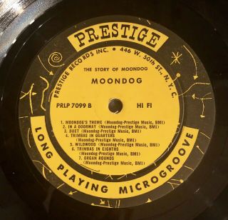 THE STORY OF MOONDOG VINYL RECORD 1ST PRESS DG 446 W 50th PRESTIGE RVG EX COND 3