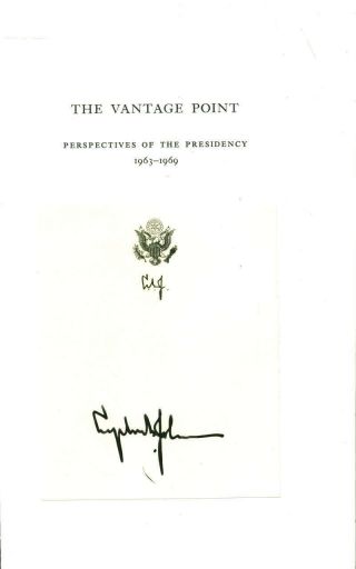 Lyndon B.  Johnson Signed Autographed Vantage Point Bookplate Psa/dna