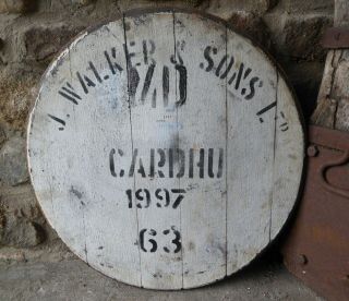 1997 Cardhu Whisky Barrel Lid Cask End 22 " Wide Braced Ready To Hang
