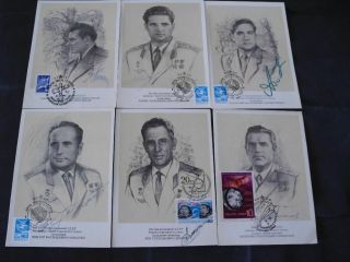 Cccp 6 Portraitcards All Orig.  Signed Cosmonauts,  Space