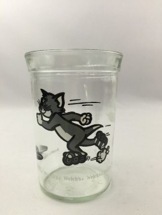 Tom & Jerry Roller Skating Jelly Jar Glass Welch 