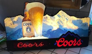 Vintage Coors Beer Lighted Sign Digital Bar Rocky Mountains 1991 Man Cave Pub