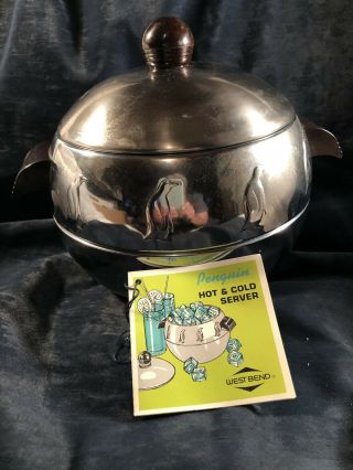Vintage Penguin Hot/cold Chrome & Stainless Steel Ice Bucket/food Warmer
