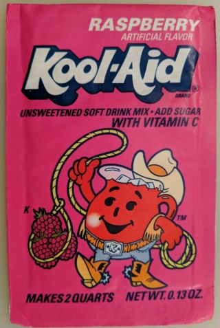 Vintage Old Kool Aid Packet Raspberry 80s 90s