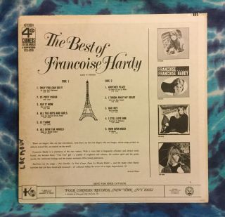 Francoise Hardy LP The Best Of Francoise Hardy 4 CORNERS Rare (1968) 2