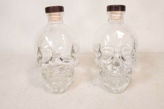 Two Crystal Head Vodka Skull Bottles Empty 750 Ml Size Awesome