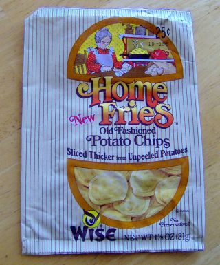 Rare Graphic 1981 Wise Home Fries Potato Chip Bag Vintage Food Packaging Bordenn