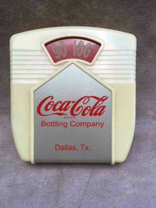Vintage Coca - Cola Of Dallas Texas Plastic Bathroom Scale Advertising Thermometer