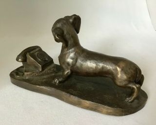 Signed Vintage Heredities Cold Cast Bronze Dachshund by Jean Spouse 1980 ' s 5