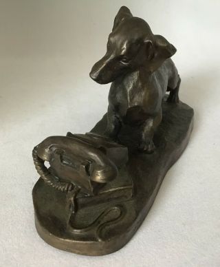 Signed Vintage Heredities Cold Cast Bronze Dachshund by Jean Spouse 1980 ' s 7