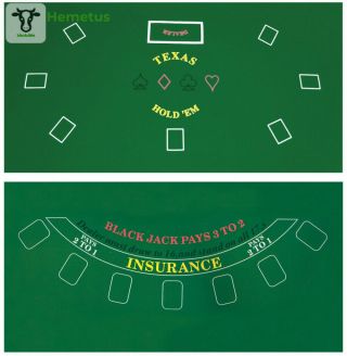 Da Vinci 2 - Sided 36 - Inch X 72 - Inch Texas Holdem & Blackjack Casino Felt.