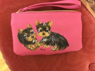 Two Yorkie Puppies Hand Painted Clutch Wallet Simply