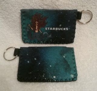 Starbucks Anniversary Siren Mermaid Card Wallet Key Tag Keychain Nwot Set Of 2