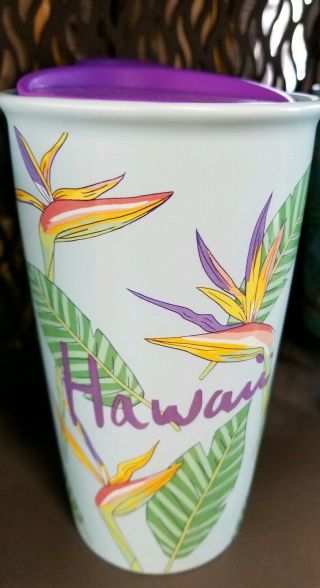 Starbucks Hawaii Ceramic Tumbler To Go 12 Oz.  Birds Of Paradise.