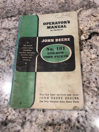 John Deere No101 One Row Corn Picker Om - H20 - 746