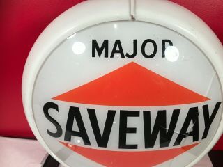 Very Rare Saveway Gas Sign Vintage Gasoline Pump Double Sided Lens & Globe 10
