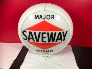 Very Rare Saveway Gas Sign Vintage Gasoline Pump Double Sided Lens & Globe