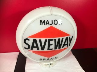 Very Rare Saveway Gas Sign Vintage Gasoline Pump Double Sided Lens & Globe 3