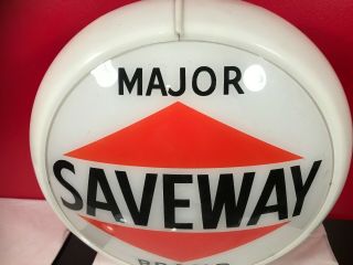 Very Rare Saveway Gas Sign Vintage Gasoline Pump Double Sided Lens & Globe 4