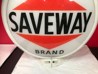 Very Rare Saveway Gas Sign Vintage Gasoline Pump Double Sided Lens & Globe 6