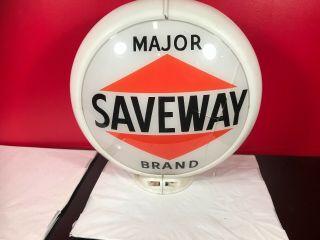 Very Rare Saveway Gas Sign Vintage Gasoline Pump Double Sided Lens & Globe 7