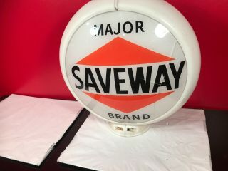 Very Rare Saveway Gas Sign Vintage Gasoline Pump Double Sided Lens & Globe 8