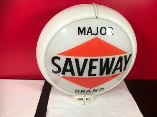 Very Rare Saveway Gas Sign Vintage Gasoline Pump Double Sided Lens & Globe 9