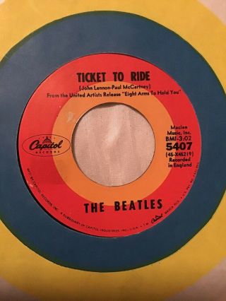 Beatles Target 45 Hybrid Label Capitol 5407 Ticket To Ride Dome & Round C Logo