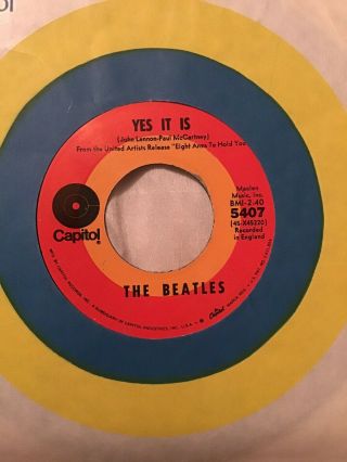 Beatles Target 45 Hybrid Label Capitol 5407 Ticket To Ride Dome & Round C Logo 2