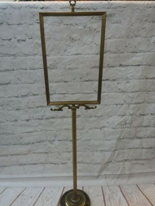 Vintage Pedestal Brass Sign Floor Stand Double Sided 22 " X 14 Restaurant/wedding