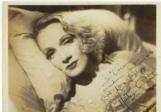 German Actress & Singer Marlene Dietrich,  Autographed Vintage Studio Photo