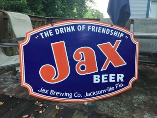 Large Jax Beer DOUBLE Sided Porcelain Sign 3