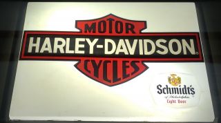 1960s Harley - Davidson • Schmidt’s • Biker Bar Sign‼️‼️beer Motorcycle Pub Tavern