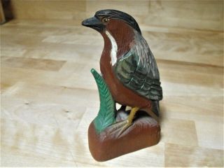 Junior Cobb Carving Hand Painted Bird On Wood Base Rare Bargain