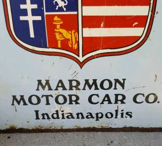 Vintage MARMON Car Porcelain Sign 1920 ' s to 30 ' s Indianapolis MOTOR CAR CO.  RARE 3