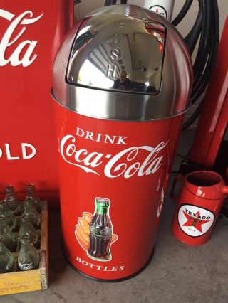 Coca Cola Ice Cold Trash Can Ss Top 12 Gal.  29 " Tall