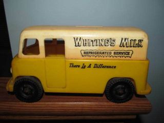 toy dairy plastic milk truck bank Whitings Milk 3