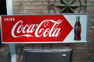Nos 1954 Coca Cola Arrow Bottle Sign One Here Minty