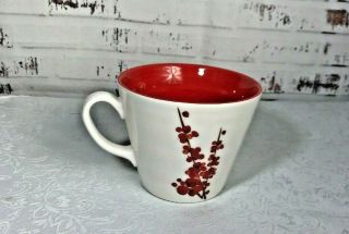 Starbucks Coffee Cup Mug Red Cherry Blossom 12 Oz Cup 2008 Red
