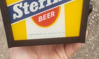 NOS Sterling Beer Light Lantern Sign Glass Louisville Kentucky Evansville IN 12