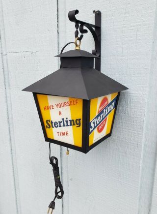 Nos Sterling Beer Light Lantern Sign Glass Louisville Kentucky Evansville In