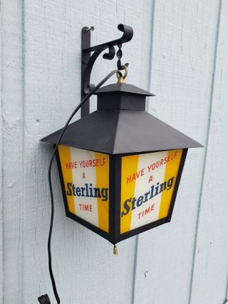 NOS Sterling Beer Light Lantern Sign Glass Louisville Kentucky Evansville IN 2