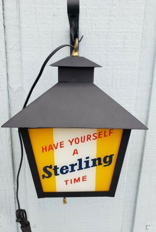 NOS Sterling Beer Light Lantern Sign Glass Louisville Kentucky Evansville IN 4
