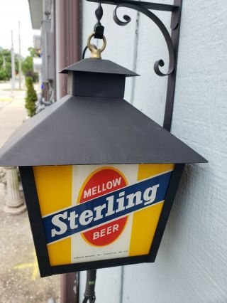 NOS Sterling Beer Light Lantern Sign Glass Louisville Kentucky Evansville IN 5
