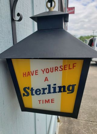 NOS Sterling Beer Light Lantern Sign Glass Louisville Kentucky Evansville IN 7