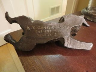 old antique metal advertising bear paperweight C G Gunthers Sons 184 5th Ave NY 8