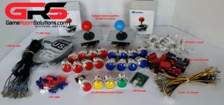 Arcade Sanwa Control Panel Led Illuminated Kit 2 Joysticks,  20 Buttons Usb Mame