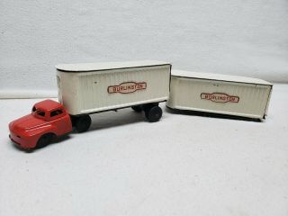 Vintage Marx Line Mar Toys Tractor Trailer Truck Tin Friction Toy Burlington