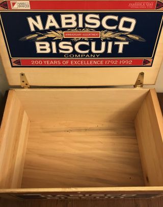 Nabisco Wood Checker Board Crate,  Lid 200 years 1792 - 1992 Biscuit Crackers Box 2