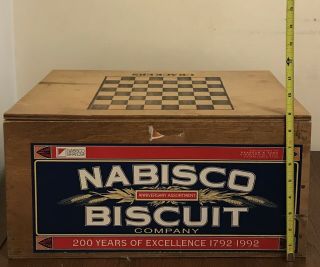 Nabisco Wood Checker Board Crate,  Lid 200 years 1792 - 1992 Biscuit Crackers Box 5